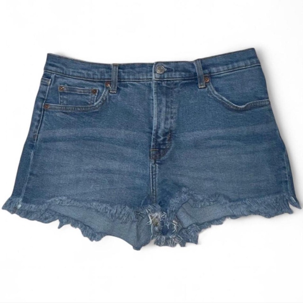GAP Blue Jean Shorts Relaxed Fit Frayed Hem